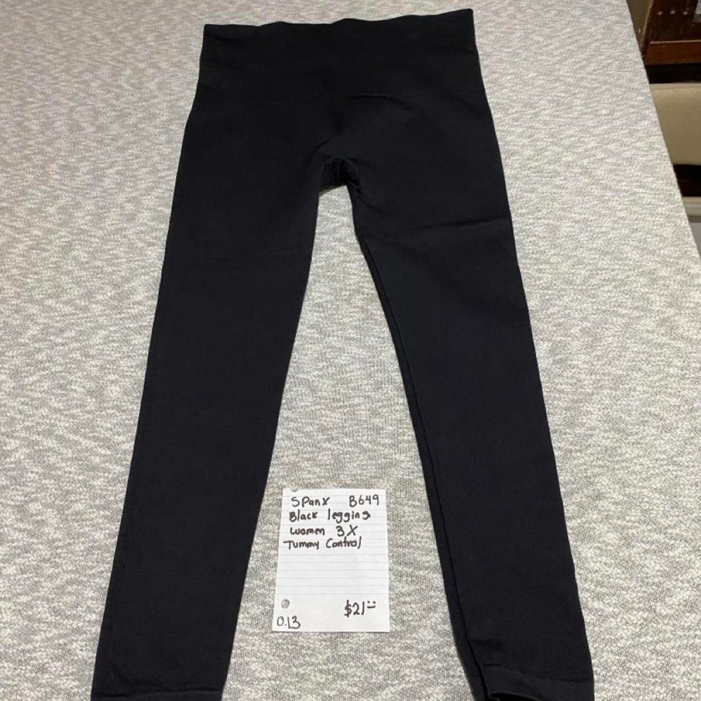 Spanx black leggings women 3X tummy control. SKU-B649